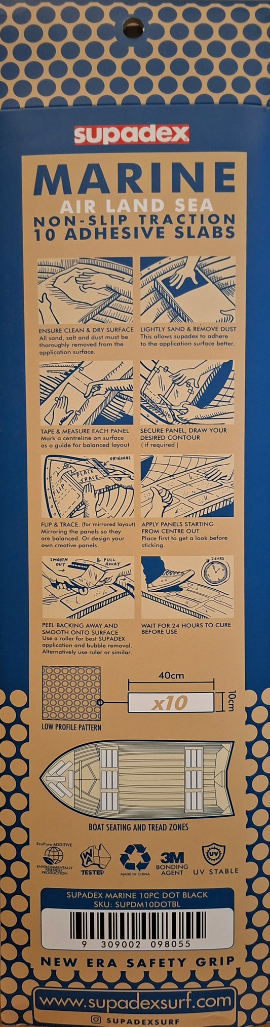 Marine Traction Pads 10pcs (0.9mm) Black